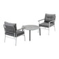 3PC Outdoor Patio Set 70CM Grey Marble Table Rattan Chairs