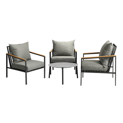5PCS & 4PCS Outdoor Lounge Set Grey Rattan Chairs with 70cm Coffee Table Patio