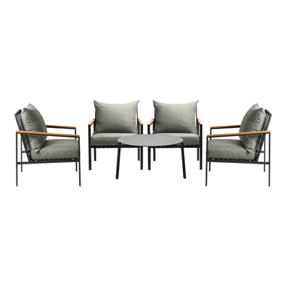 5PCS & 4PCS Outdoor Lounge Set Grey Rattan Chairs with 70cm Coffee Table Patio
