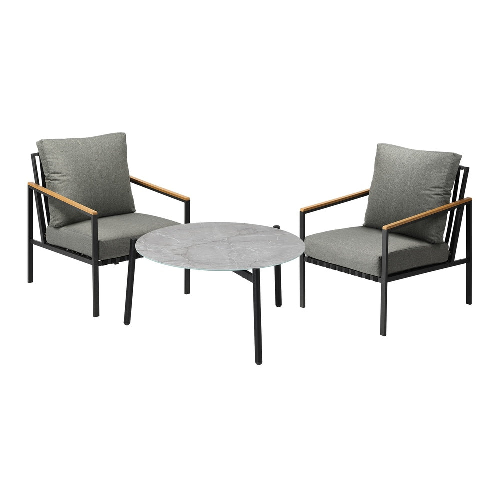 3PC Outdoor Patio Lounge Set 70cm & 50cm Coffee Table Sofa Chairs