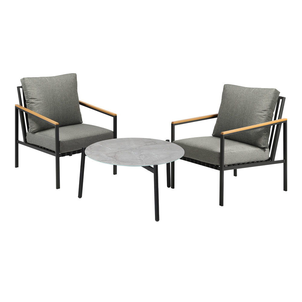 3PC Outdoor Patio Lounge Set 70cm & 50cm Coffee Table Sofa Chairs