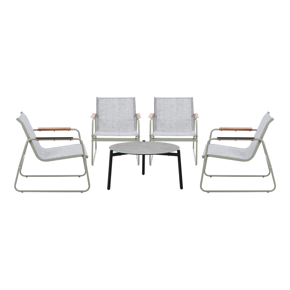 Outdoor Patio Set 70cm Round Table with 4x Chairs Garden Furniture Set Grey & White
