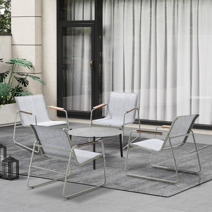 Outdoor Patio Set 70cm Round Table with 4x Chairs Garden Furniture Set Grey & White