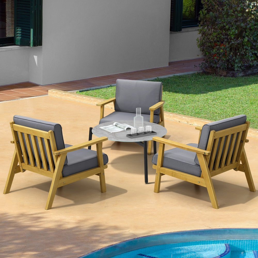 4PCS & 5PCS Outdoor Lounge Set Grey Chairs with Coffee Side Table for Patio/Garden