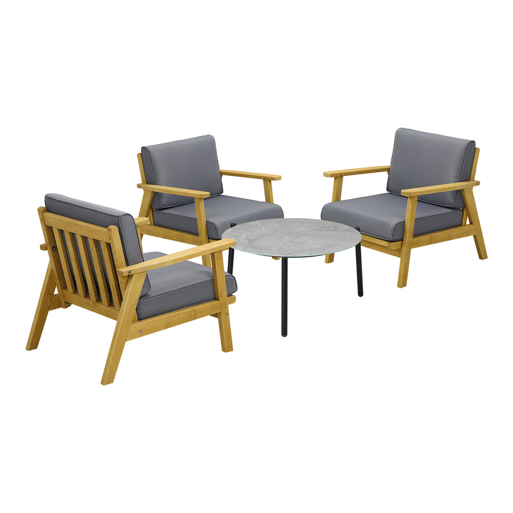 4PCS & 5PCS Outdoor Lounge Set Grey Chairs with Coffee Side Table for Patio/Garden