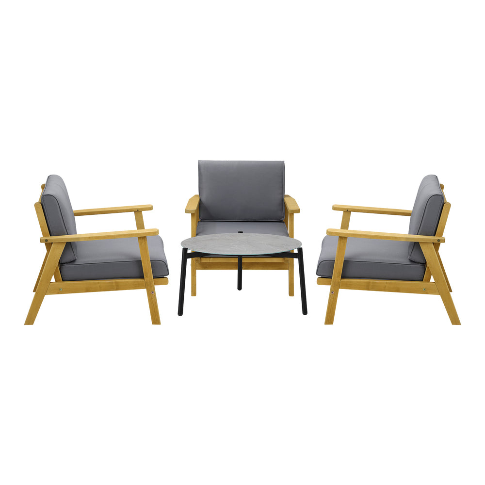 4PCS & 5PCS Outdoor Lounge Set Grey Chairs with Coffee Side Table for Patio/Garden