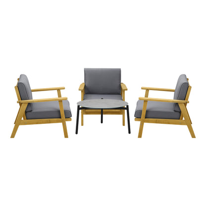 4PCS & 5PCS Outdoor Lounge Set Grey Chairs with Coffee Side Table for Patio/Garden