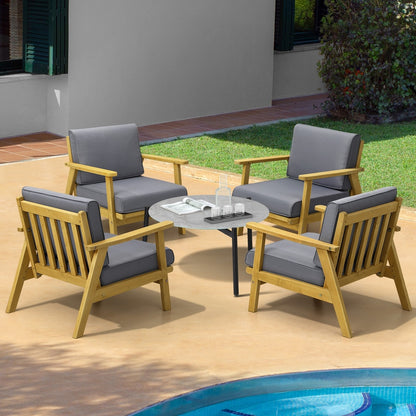 4PCS & 5PCS Outdoor Lounge Set Grey Chairs with Coffee Side Table for Patio/Garden