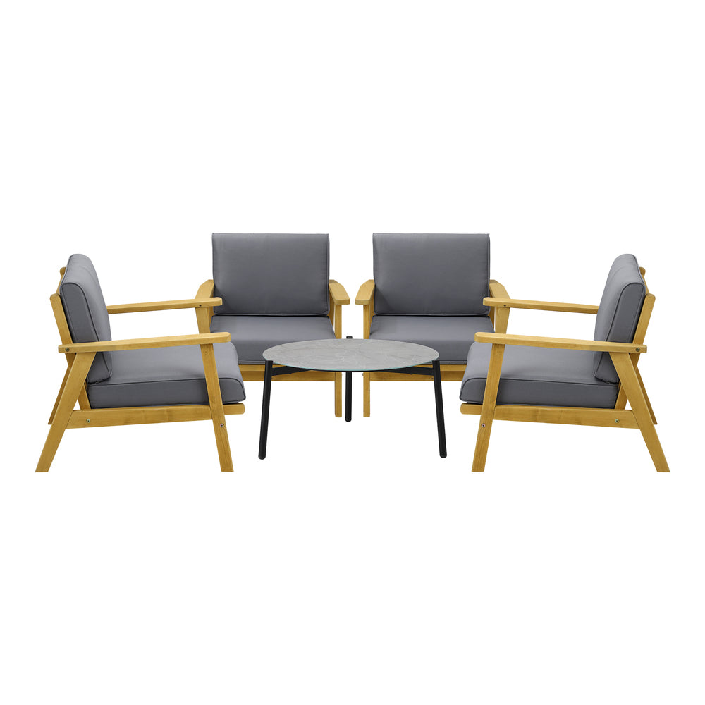 4PCS & 5PCS Outdoor Lounge Set Grey Chairs with Coffee Side Table for Patio/Garden