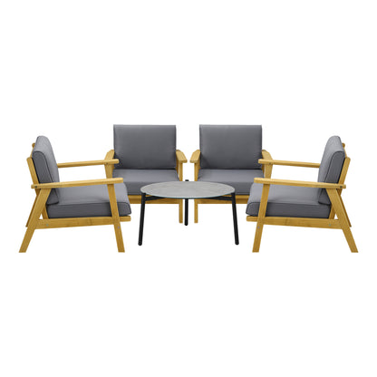 4PCS & 5PCS Outdoor Lounge Set Grey Chairs with Coffee Side Table for Patio/Garden