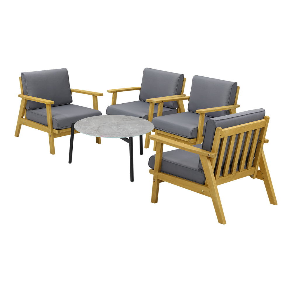 4PCS & 5PCS Outdoor Lounge Set Grey Chairs with Coffee Side Table for Patio/Garden