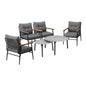 6PCS Outdoor Patio Set White Black & Grey Table Set with White Chairs
