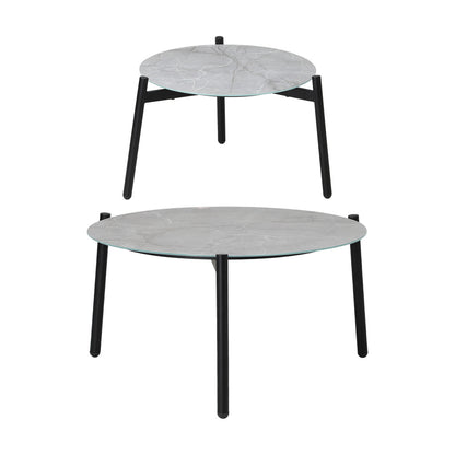 6PCS Outdoor Patio Set White Black & Grey Table Set with White Chairs
