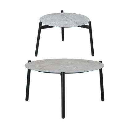 6PCS Outdoor Patio Set Grey &White Coffee Table Set Lounge Chairs