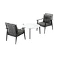 3PC Outdoor Patio Set 70CM Grey Marble Table Rattan Chairs