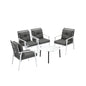 5pc Outdoor Patio Set 70CM Grey Marble Table Rattan Chairs