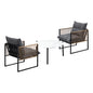 3PCS Outdoor Patio Set 50cm & 70cm Coffee Table Rattan Chairs