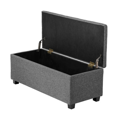 Ottoman Foot Stool: Spacious Toy Chest with Stylish Faux Linen Design-Grey\Light Grey