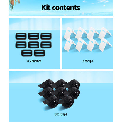 Pool Cover Roller Attachment Swimming Pool Reel Straps Kit 8Pcs