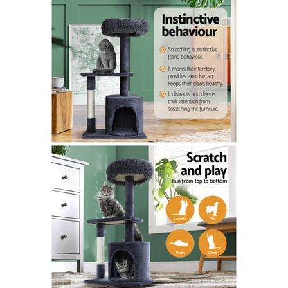 Modern Cat Tree Tower with Scratching Posts - Grey 94cm
