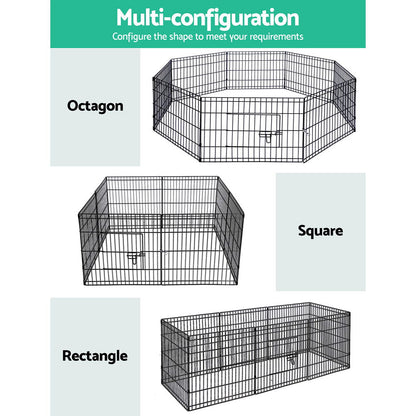 24" 8 Panel Dog Playpen Pet Fence Exercise Cage Enclosure Play Pen
