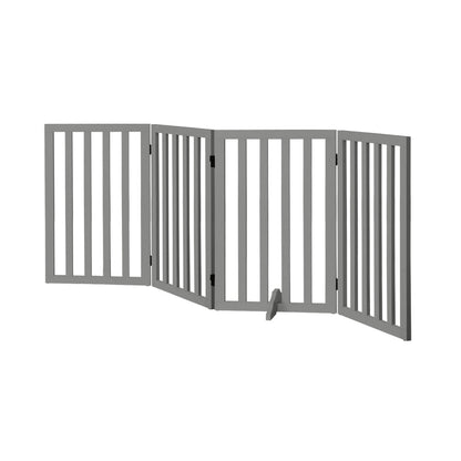 Wooden Pet Gate Dog Fence 4 Panels 80cm Grey