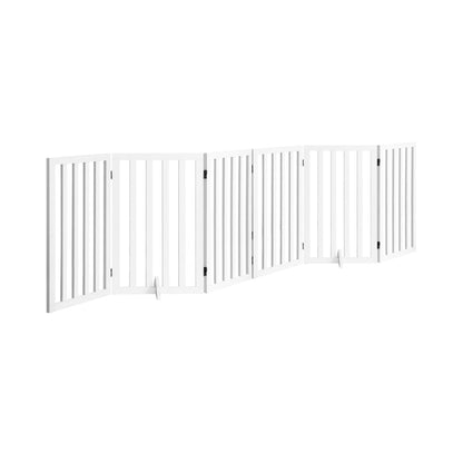 Wooden Pet Gate Dog Fence 6 Panels 80cm Grey