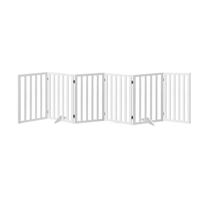 Wooden Pet Gate Dog Fence 6 Panels 80cm Grey