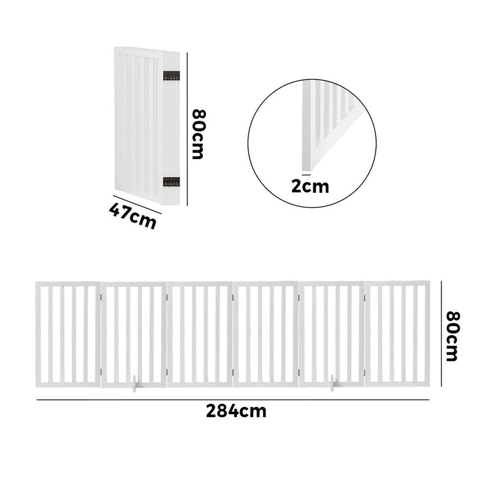 Wooden Pet Gate Dog Fence 6 Panels 80cm Grey