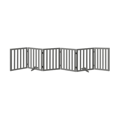 Wooden Pet Gate Dog Fence 6 Panels 80cm Grey