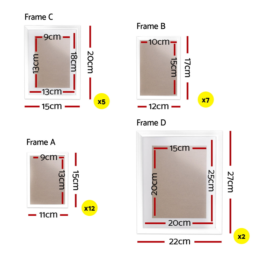 Photo Frames Art Holder 26Pcs 8X10" 5X7" 4X6" 3.5X5" White