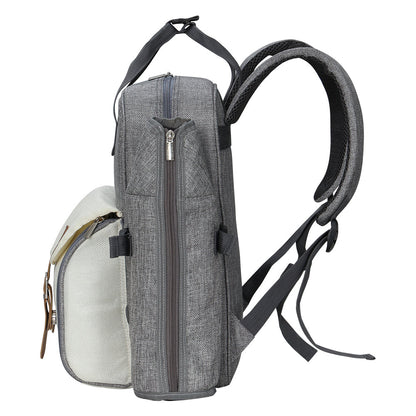 4 Person Picnic Basket Set Backpack Bag Insulated Grey