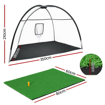 3.5M Golf Practice Net With Driving Mat Training Aid Target Hitting