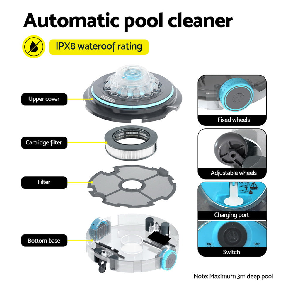 Robotic Pool Cleaner Automatic Vacuum Robot Swimming Cordless