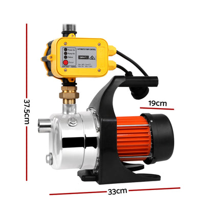 Garden Water Pump High Pressure 1500W Tank Rain Farm Irrigation House Yellow