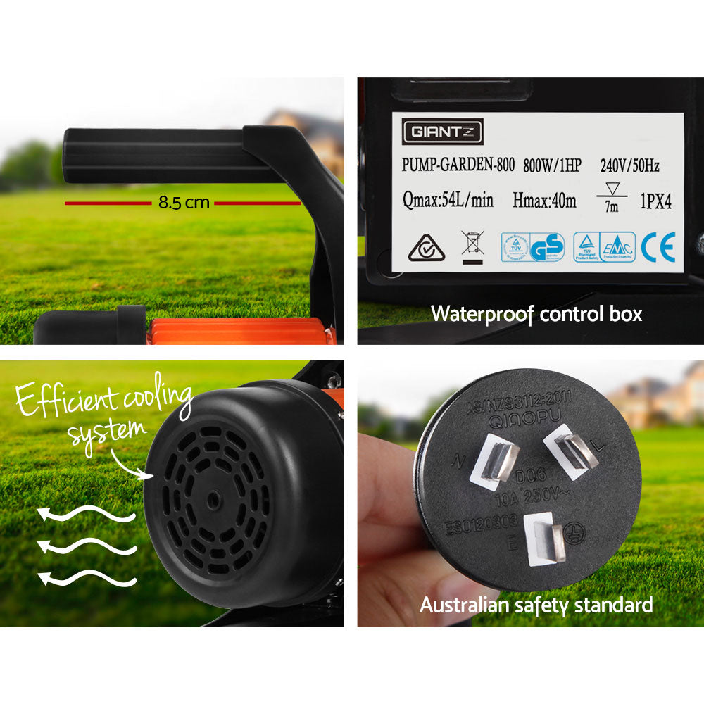 Garden Water Pump High Pressure 800W Tank Rain Farm Irrigation House Black