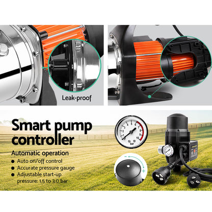 Garden Water Pump High Pressure 800W Tank Rain Farm Irrigation House Black