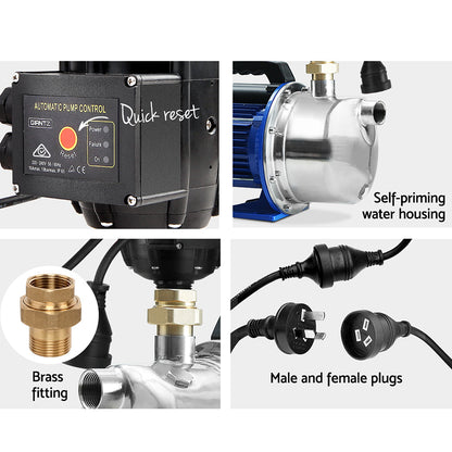 Garden Water Jet Pump High Pressure 1100W Tank Rain Farm Irrigation Black
