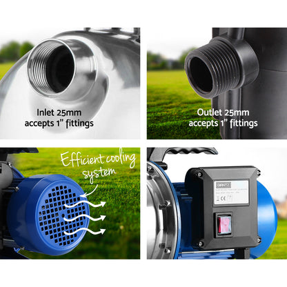 Garden Water Jet Pump High Pressure 1100W Tank Rain Farm Irrigation Black