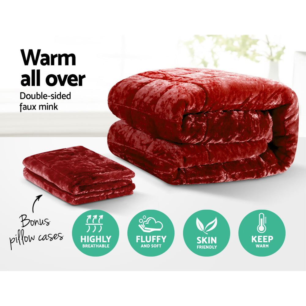 Mink Quilt Burgundy Queen