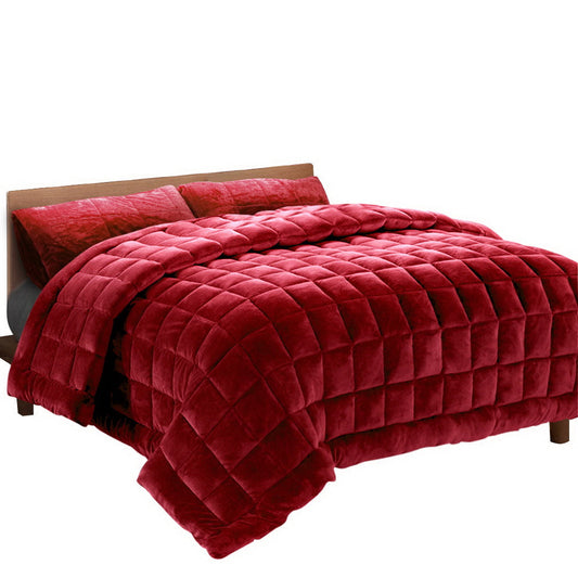 Mink Quilt Burgundy Super King