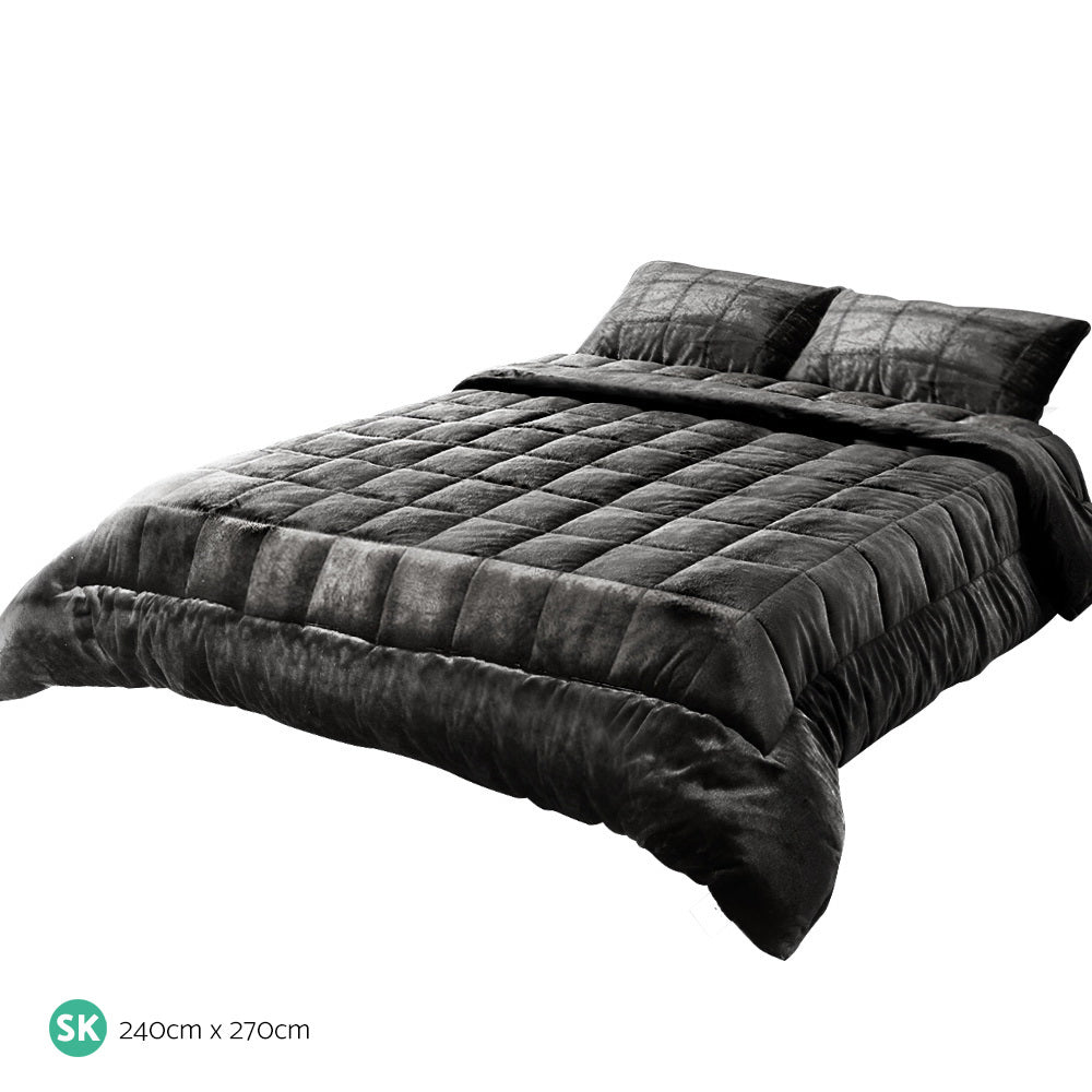 Mink Quilt Charcoal Single King