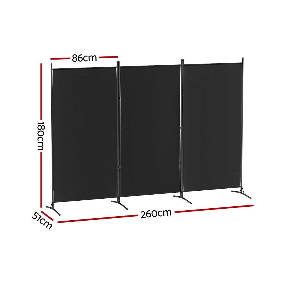 3 Panel Room Divider Screen 260x180cm Fabric White
