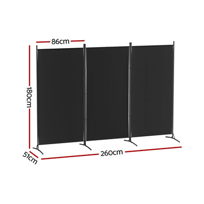 3 Panel Room Divider Screen 260x180cm Fabric White