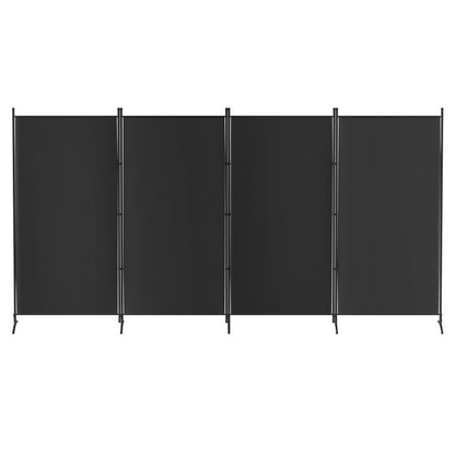 4 Panel Room Divider Screen Fabric Black