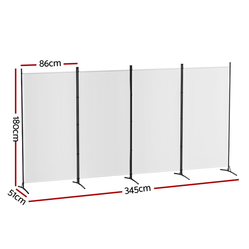 3 Panel Room Divider Screen 260x180cm Fabric White