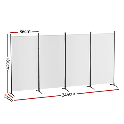 3 Panel Room Divider Screen 260x180cm Fabric White