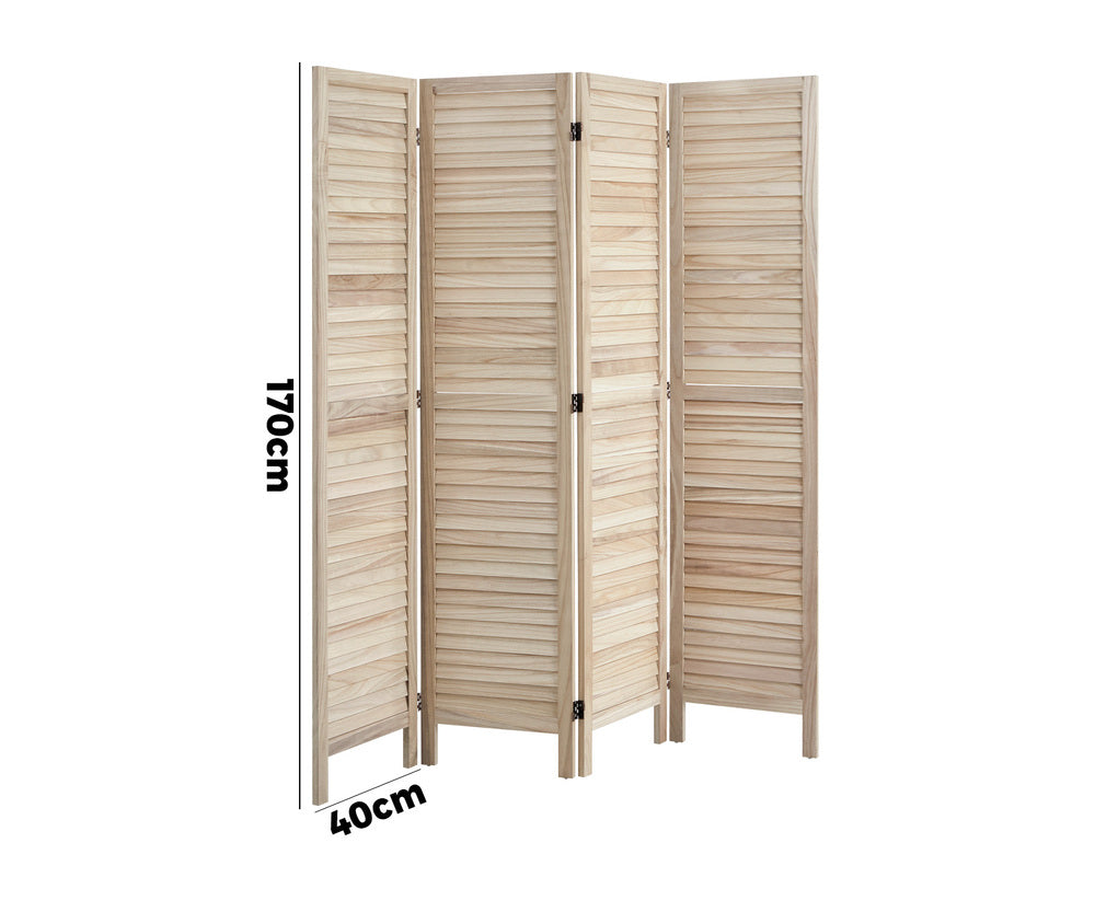 4 Panel Room Divider Timber Wooden Natural