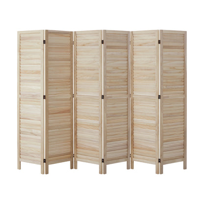 4 Panel Room Divider Timber Wooden Natural