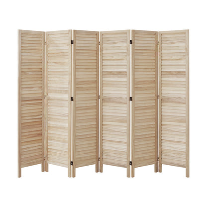 4 Panel Room Divider Timber Wooden Natural